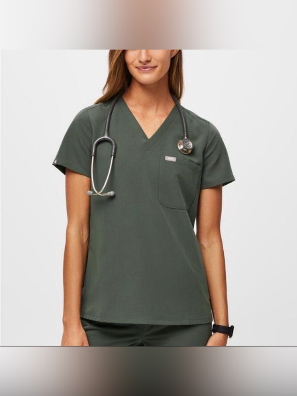 Figs Catarina Moss Women's V-Neck Scrub Top XXS